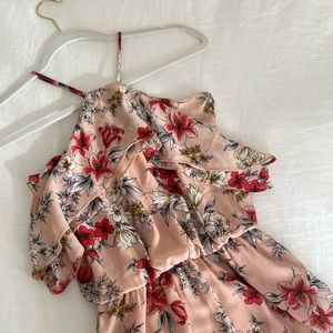 LUSH pink floral maxi dress size small